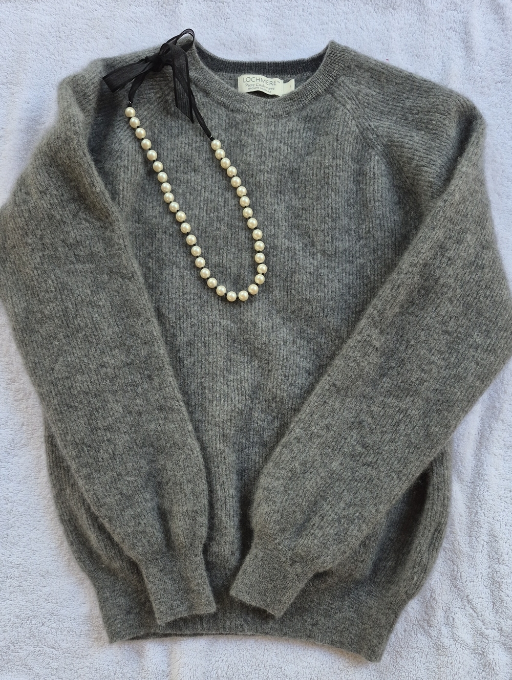 "Lochmere" Pure Cashmere Machine Washable Gray Pullover Sweater